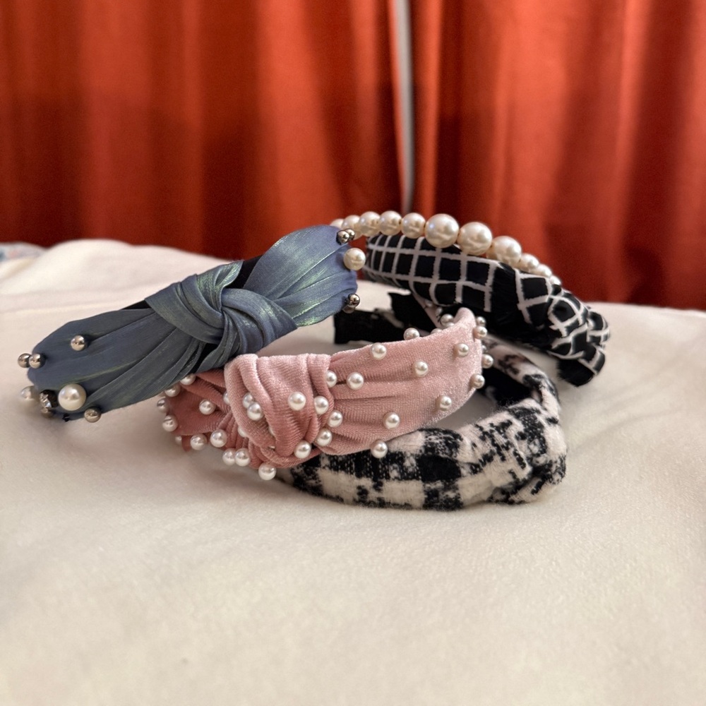 Preppy Pearl Headbands Bundle w/ Acrylic Stand | Coquette | Cottagecore